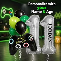 Video Game PERSONALIZED Name & Double Digit Balloon Bouquet